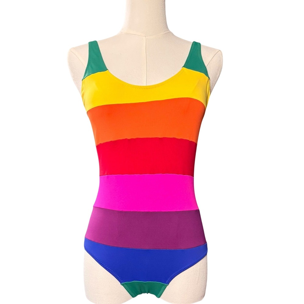 TRIYA Rainbow Pride LGBTQ Summer One Piece Bathing Suit SZ:P(Small)